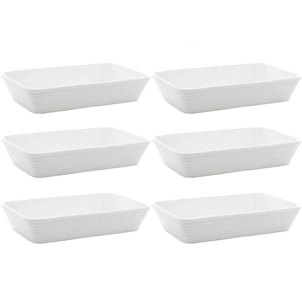 Conjunto 6 Travessas de Porcelana para Restaurante Buffet 1,2 litros Linea Lyor Branco