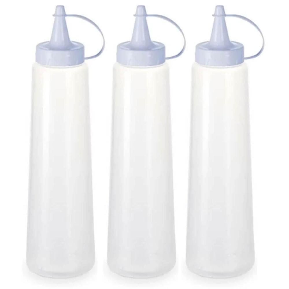 Kit 3 Bisnagas Plásticas Grandes 400ml para Molhos Maionese Plasvale Lanchonete Bar