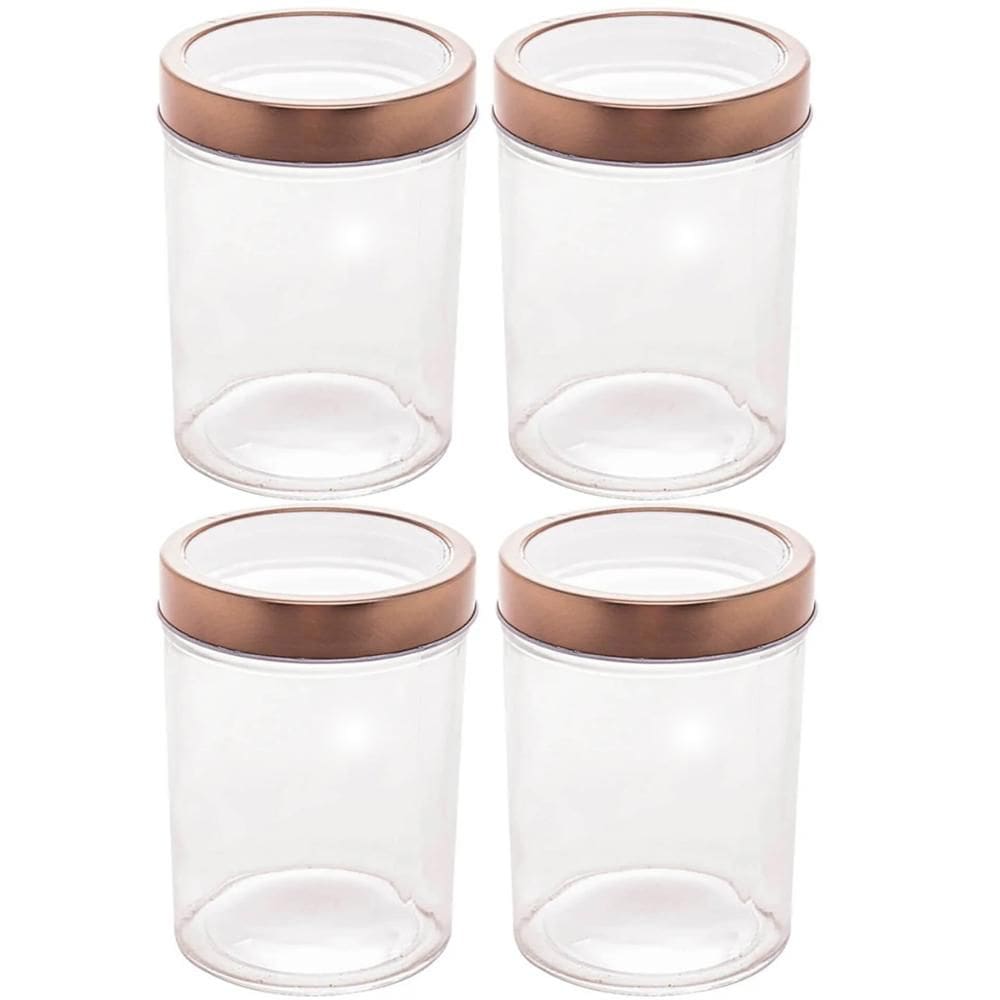 Kit 4 Potes de Vidro Lyor 500ml com Tampa de Acrílico Rosé Gastro Mantimentos