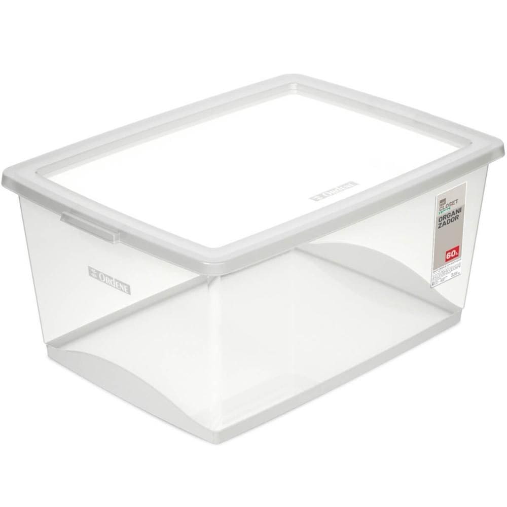 Kit 6 Caixas Organizadoras Plásticas 60L com Tampa My Closet