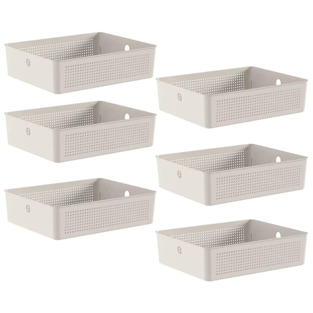 Conjunto 6 Cestos Organizadores 8,2L Flow Bege 34x27x9cm Lav