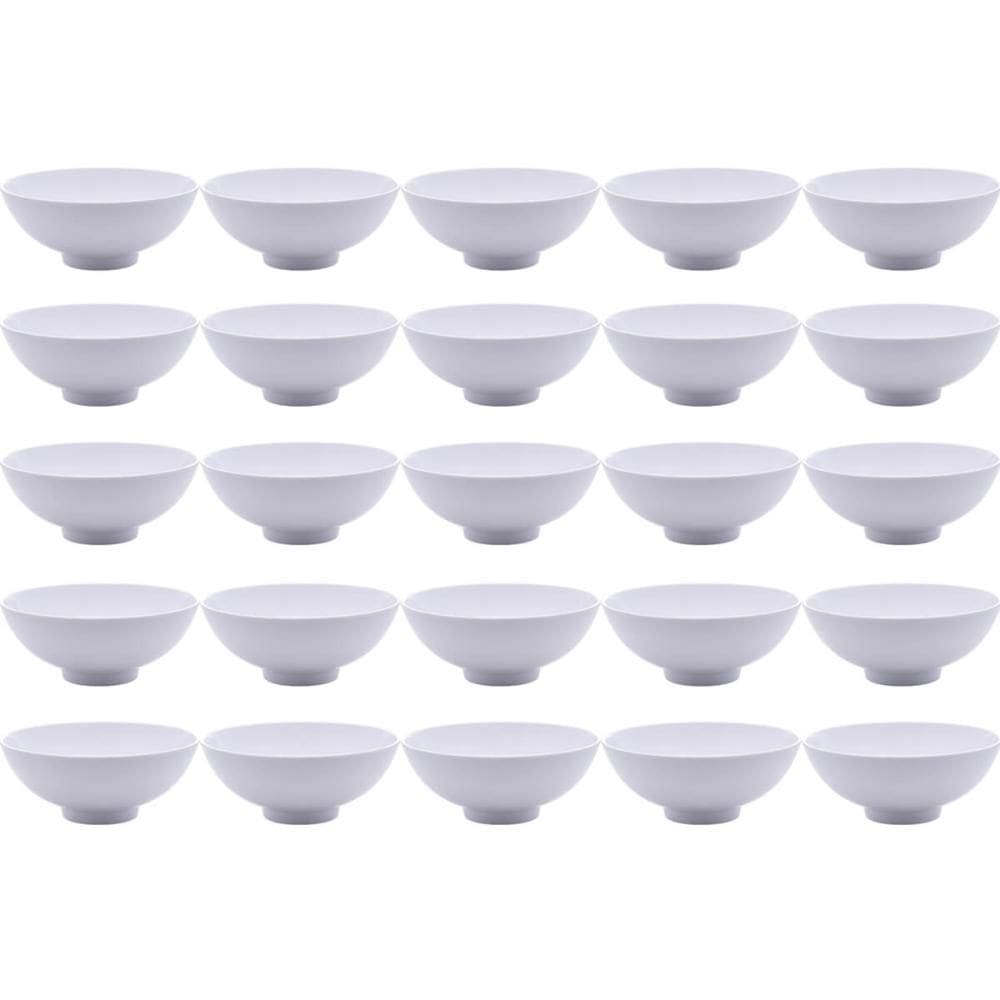 Kit 25 Tigelas de Melamina Brancas 400ml Cumbucas para Resta