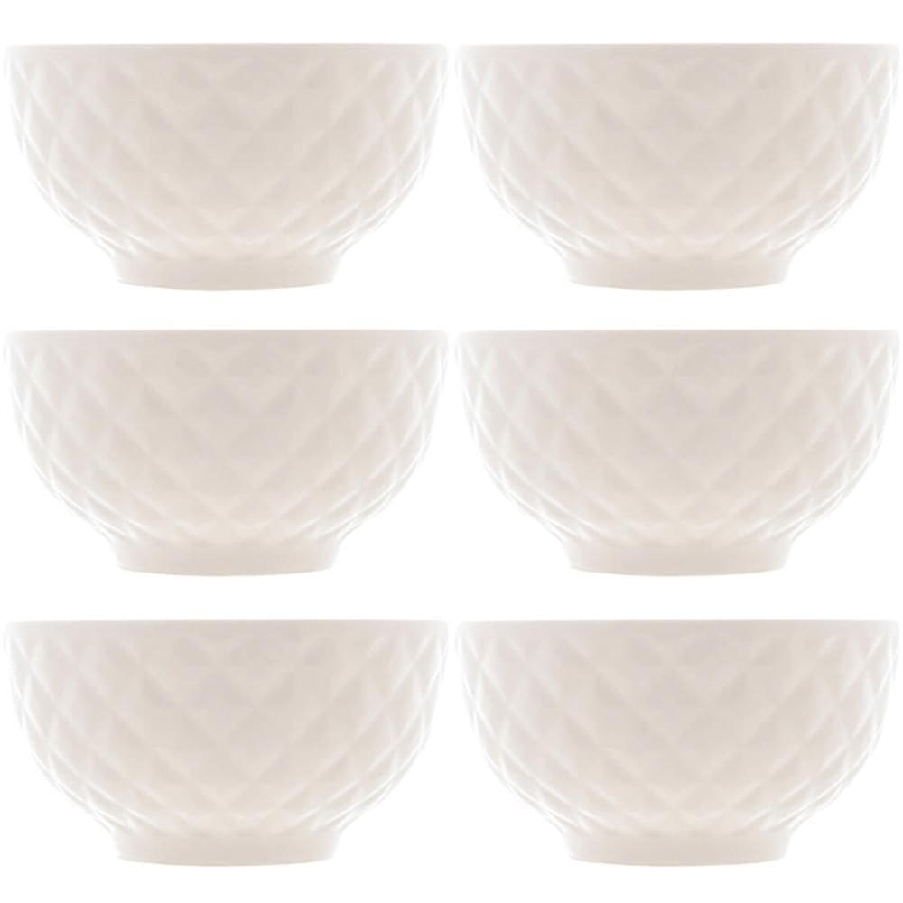 6 Cumbucas de Porcelana Branca 280ml Bowls Lyor Diamond para