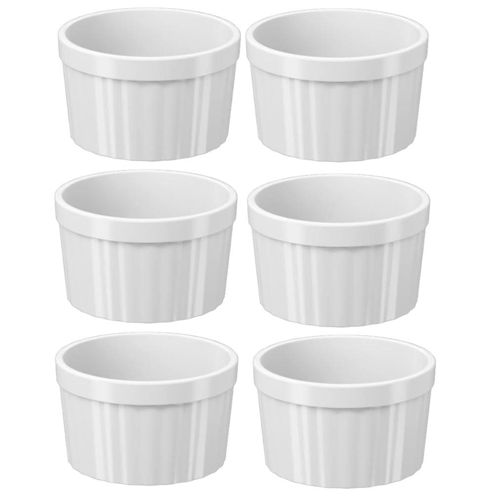 Conjunto 6 Ramekins 220ml Canelado Branco Pote para Molho Mo