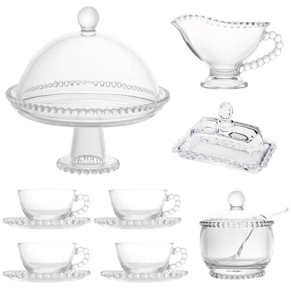 Conjunto Chá e Café Cristal 5 peças Linha Pearl Wolff para M