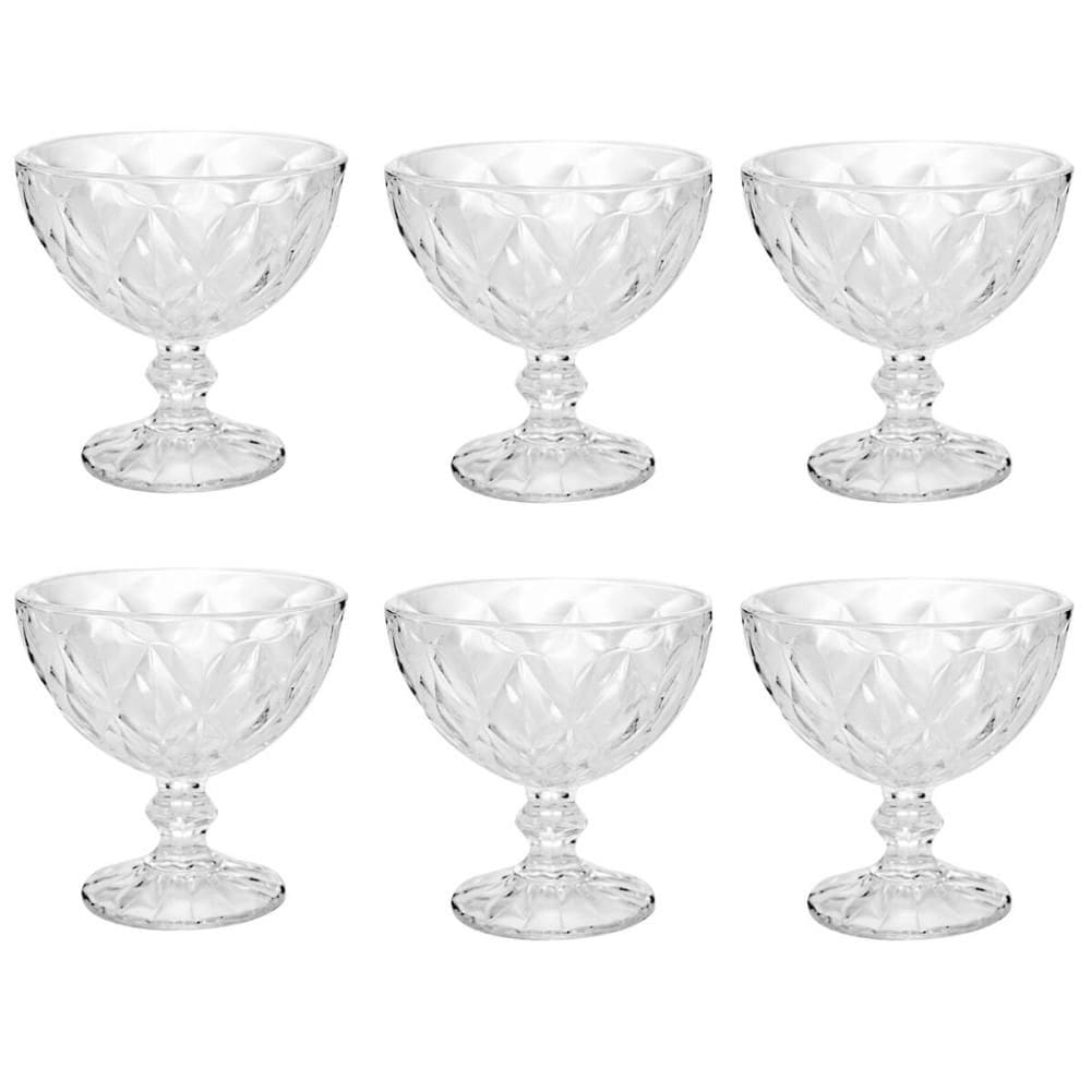 Jogo de 6 Taças Diamond Lyor para Sobremesa 250ml Transparen