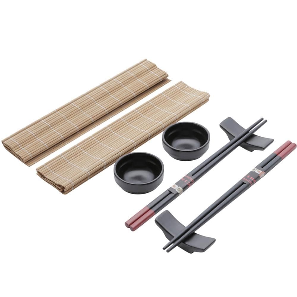 Kit 8 Peças para Sushi Lyor Esteira Molheira Suporte e Hashi