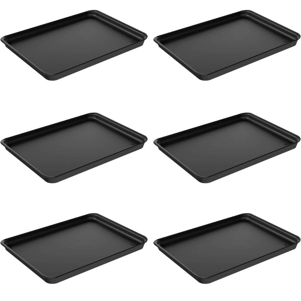 Kit 6 Bandejas Plásticas para Servir Coza 32x23cm Preto Rest