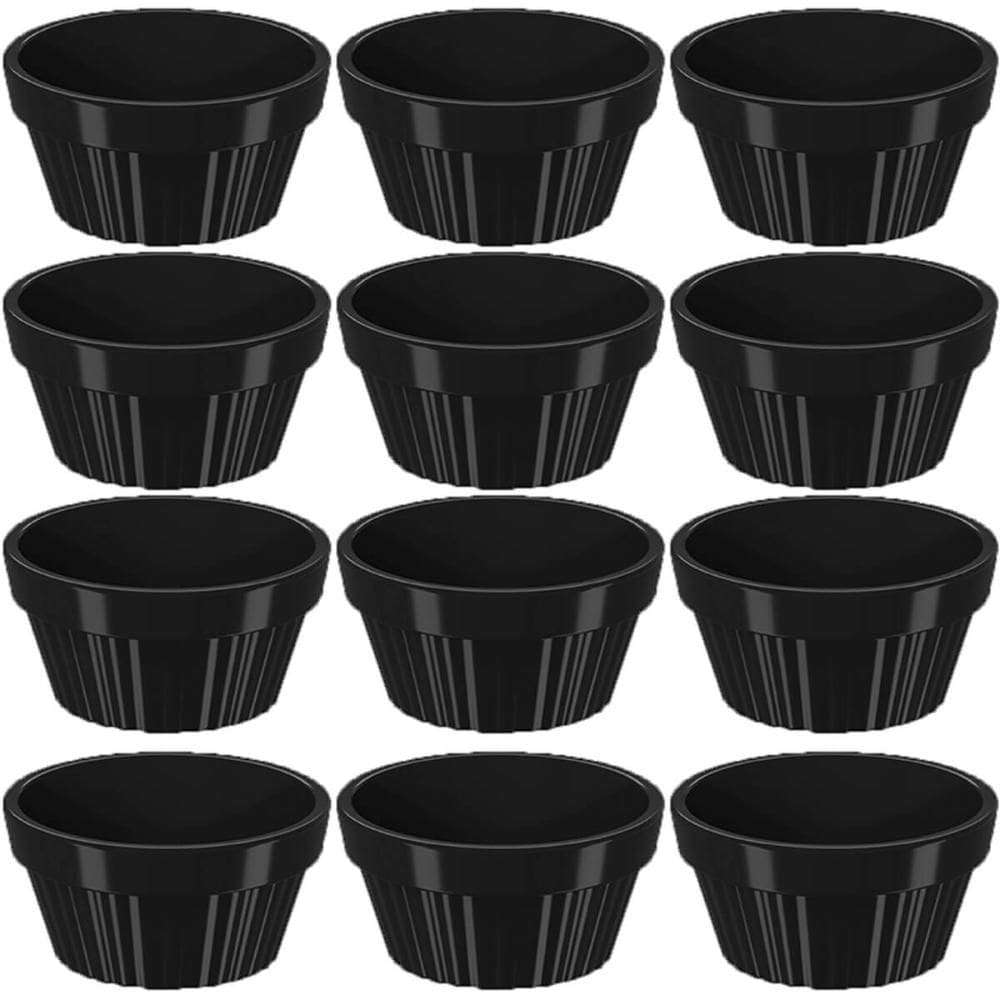 Kit 12 Ramekin 30ml Molho Maionese Shoyu Restaurante Preto R