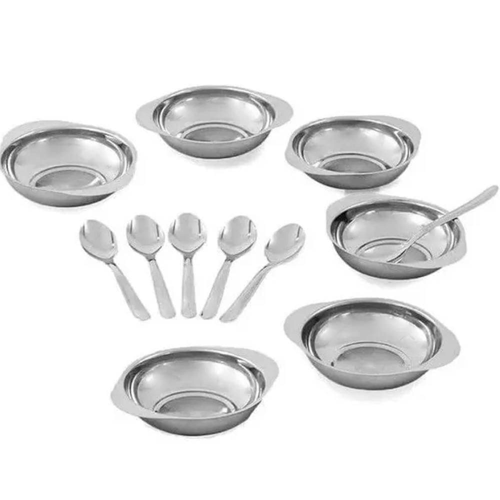 Jogo de Sobremesa Conjunto 12 peças Inox Tigelas e Colheres