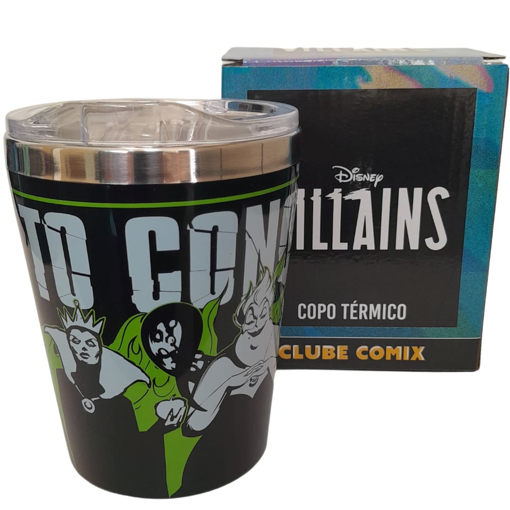 Copo Vilões E Vilãs Scar, Malevola, Rainha Má, Ursula e Hades Térmico 400ml Com Tampa Para Viagem Oficial Disney