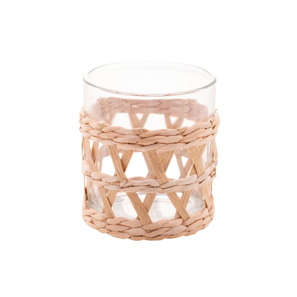 Jogo De Copos Baixos Em Vidro Com Sisal Com 4 Peças 320ml Wolff