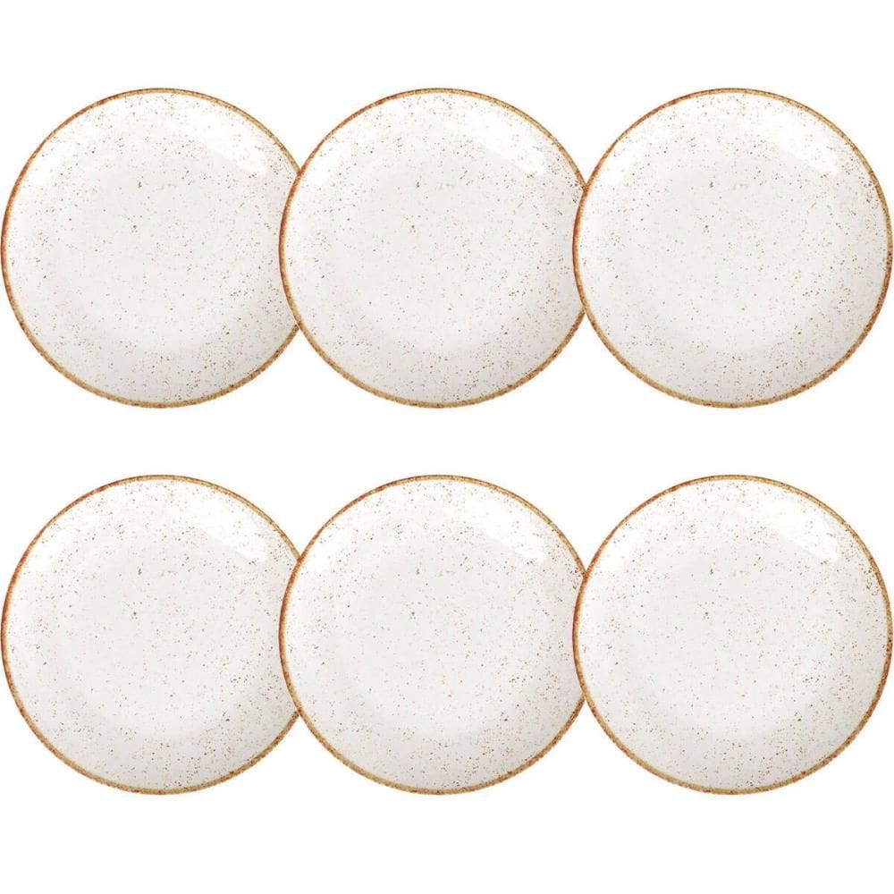 Conjunto 6 Pratos Rústicos Tramontina 25cm Rasos Porcelana D