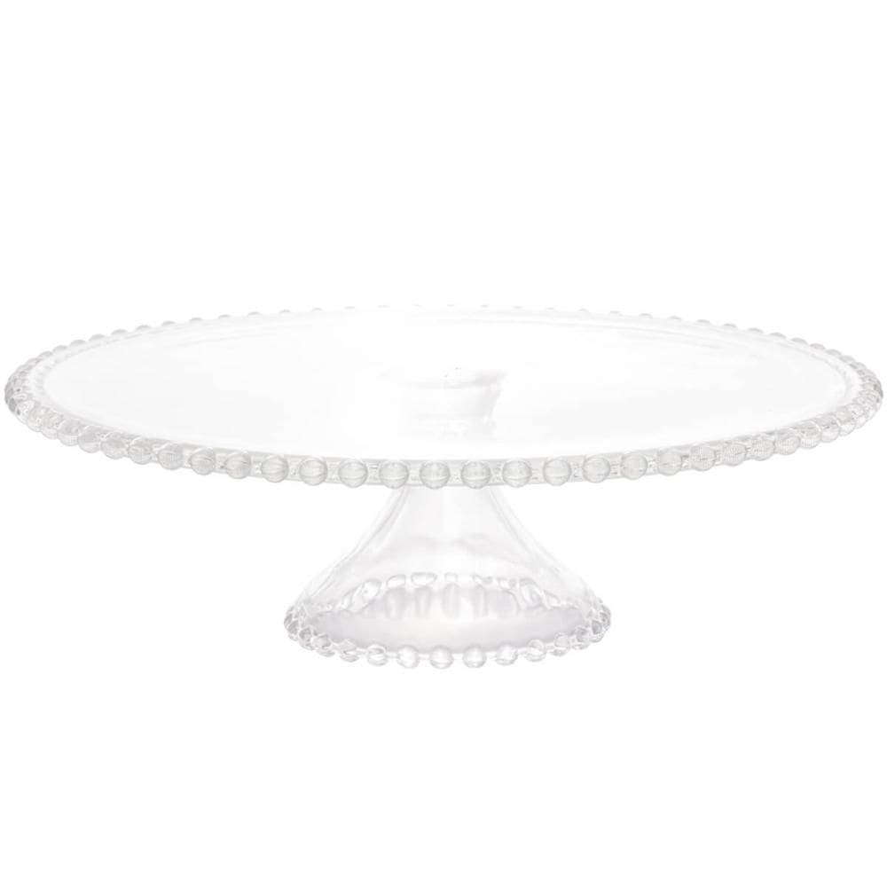 Porta Bolo Cristal com Pedestal Wolff Pearl 31x11cm Boleira