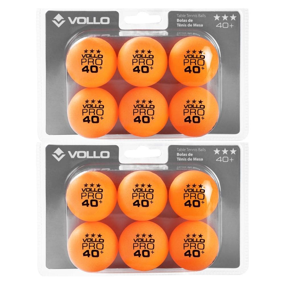 Kit com 12 Bolas Resistentes 3 Estrelas para Competições Aceleredas de Tênis de Mesa Vollo