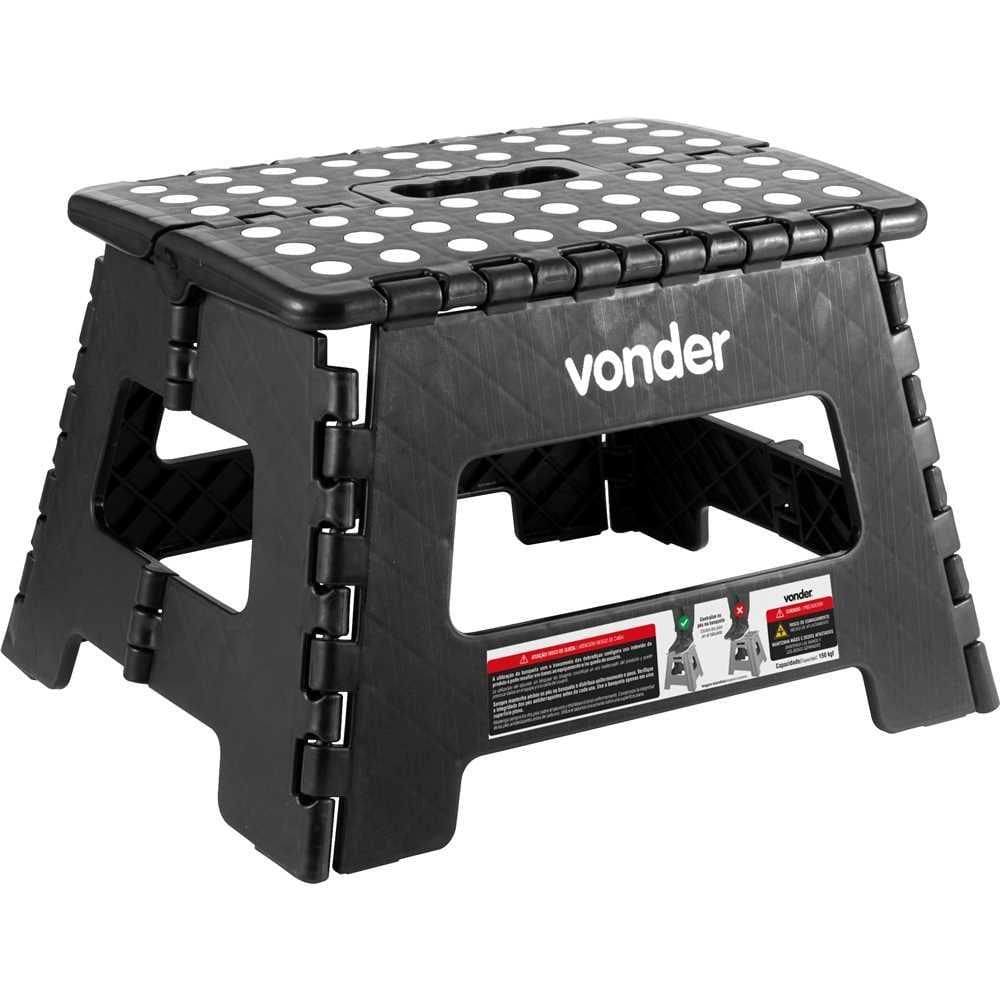 Banqueta plástica dobrável preta altura 220 mm VONDER