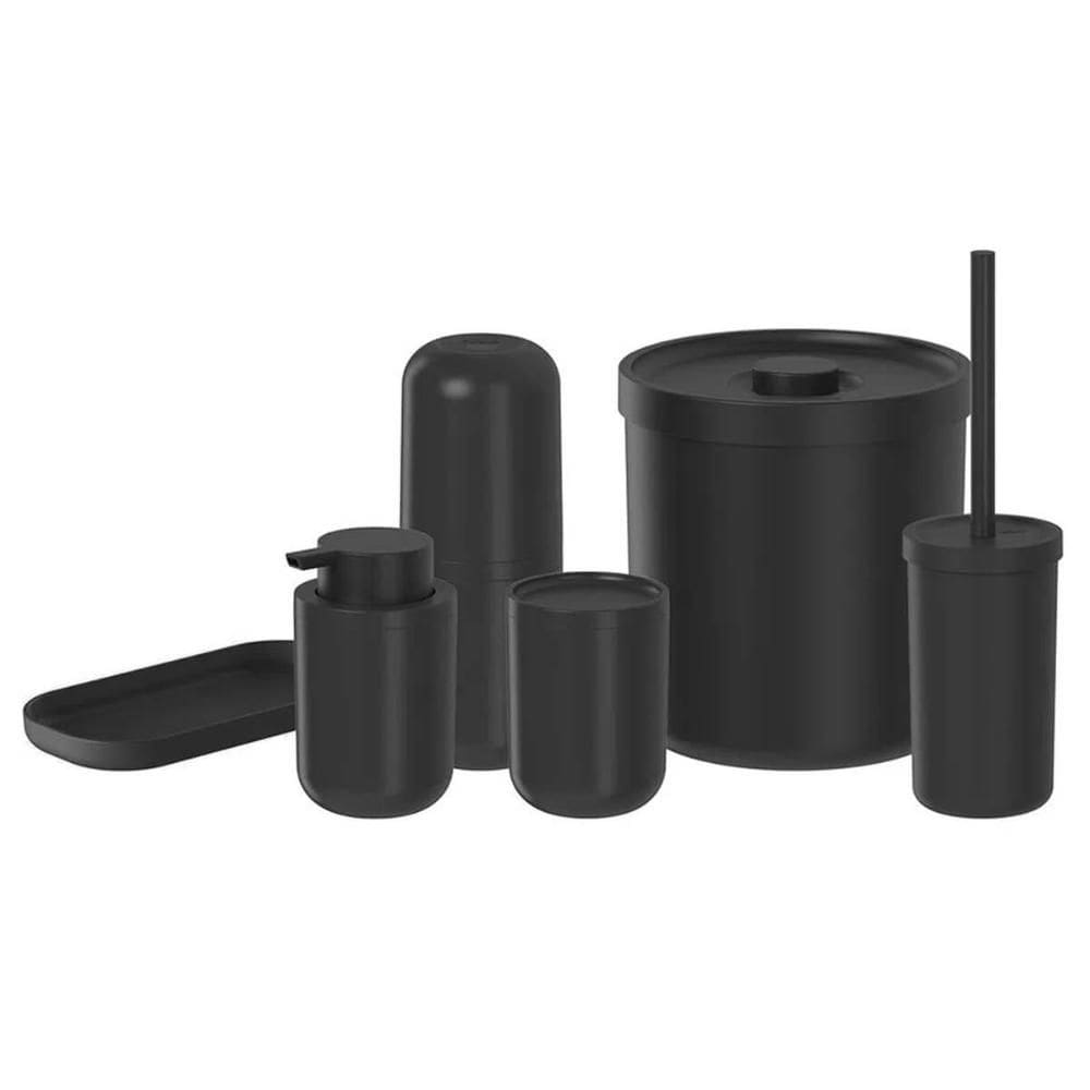 Kit Banheiro Bold Saboneteira Porta Escova Sanitária Lixeira