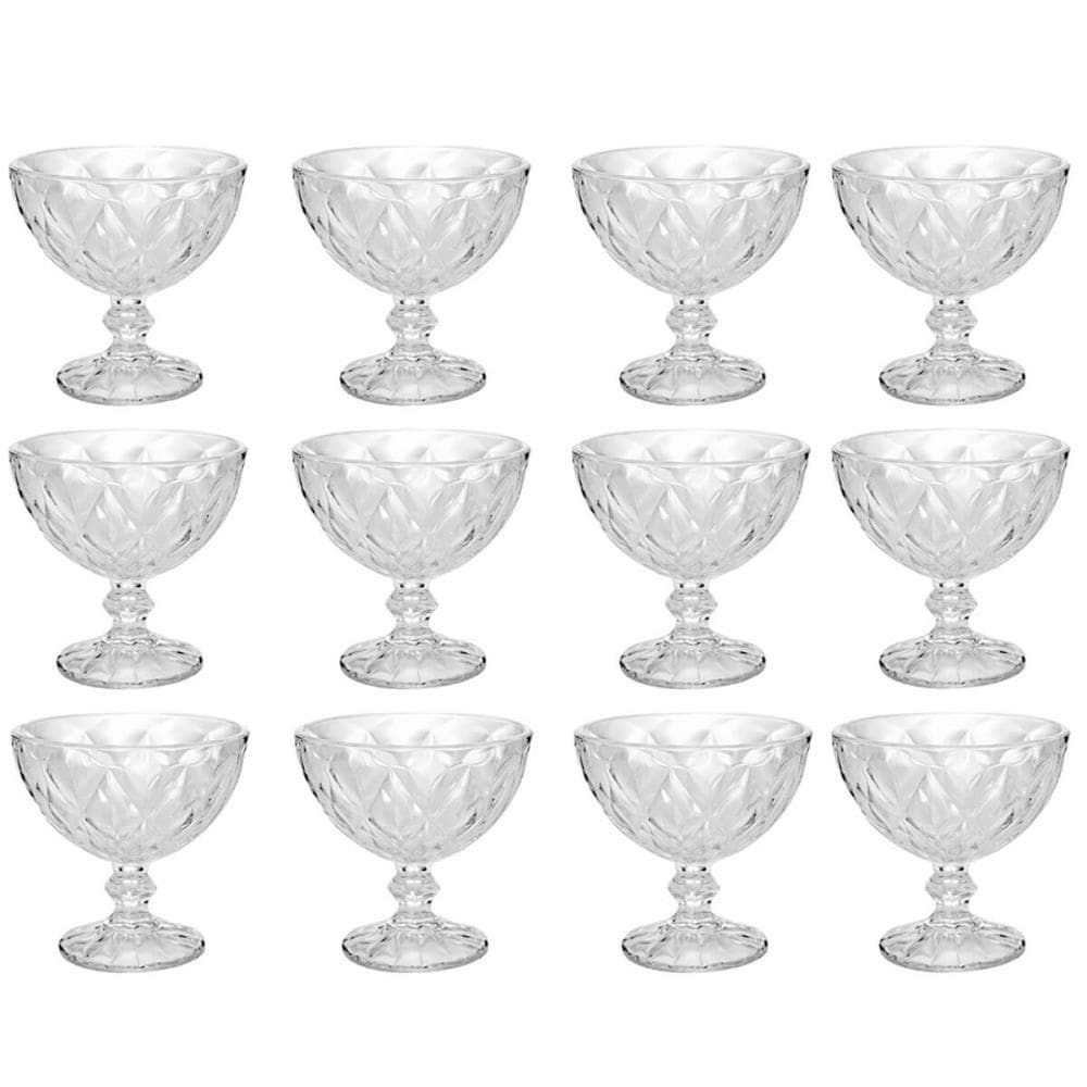 Jogo 12 Taças Diamond Lyor Sobremesa 250ml Vidro Transparen