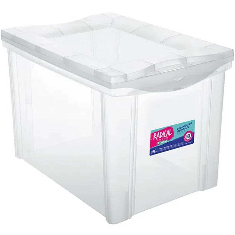Caixa Organizadora Plástica Alta 30L Transparente Ordene Rad