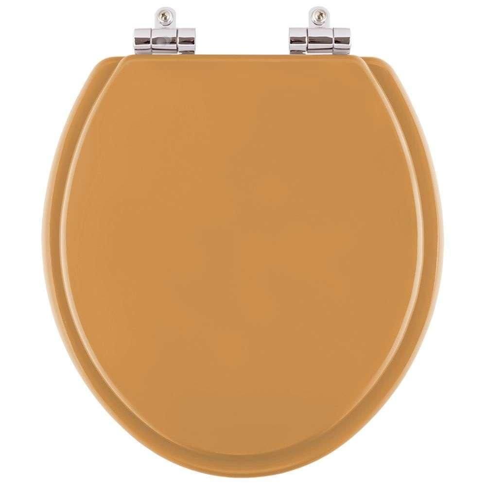 Assento Sanitario Poliester Com Amortecedor Azalea Amarelo Terra Para Vaso Celite