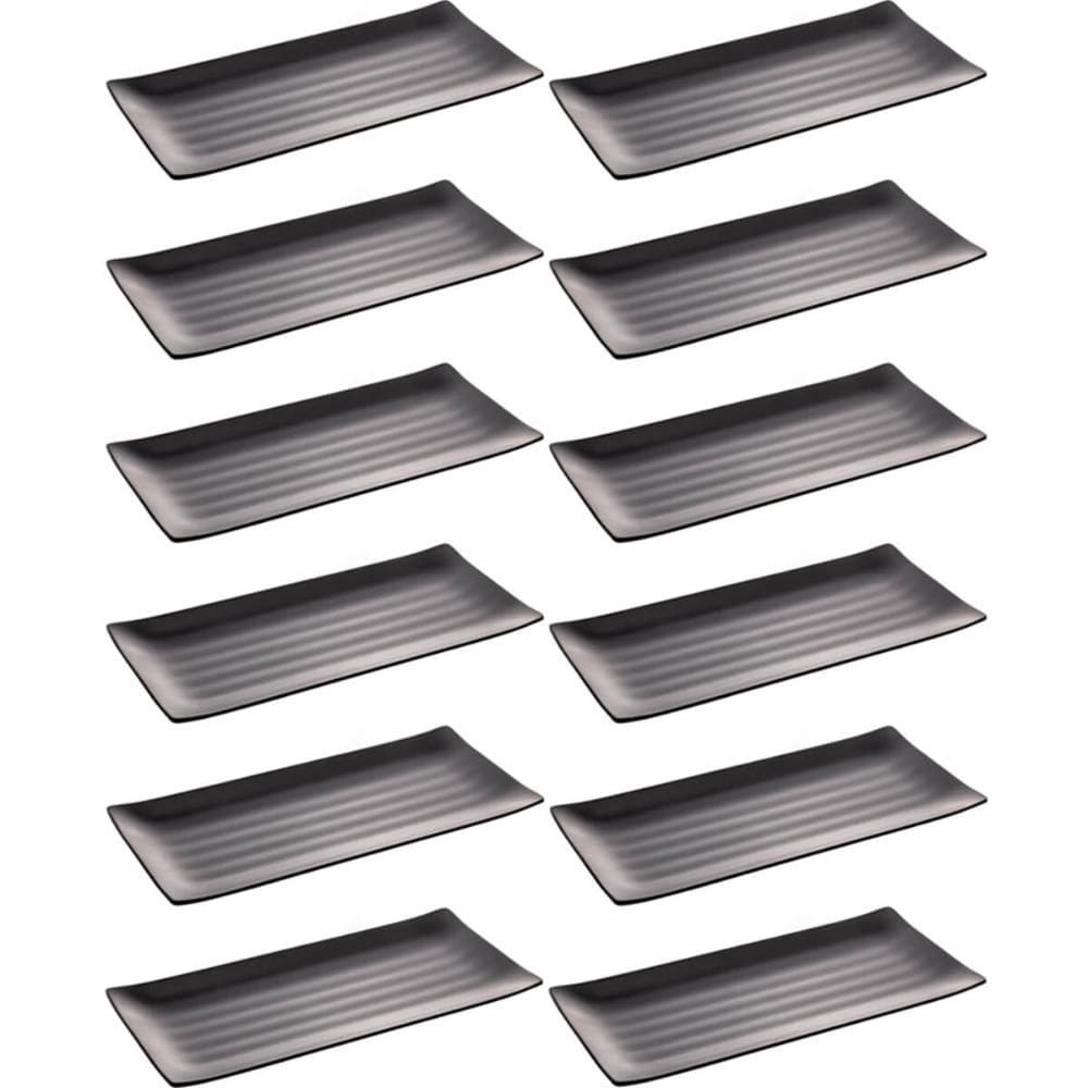Kit 12 Travessas para Servir Sushi Sashimi Melamina 35x16cm