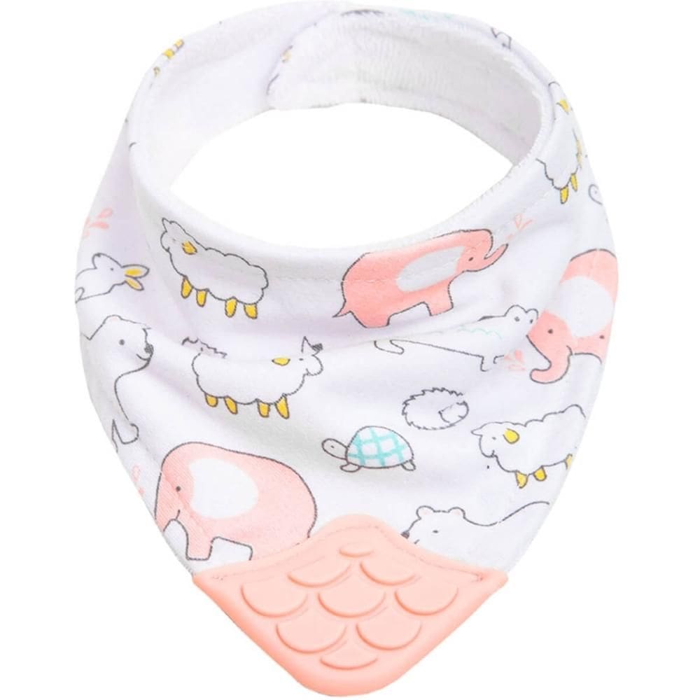 Bandana Babador com Mordedor para Bebê Estampa Animaizinhos