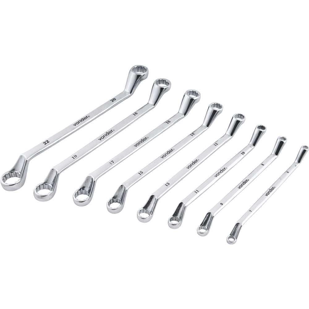 Jogo de chaves estrela 60 mm a 220 mm cromadas com 8 peças V
