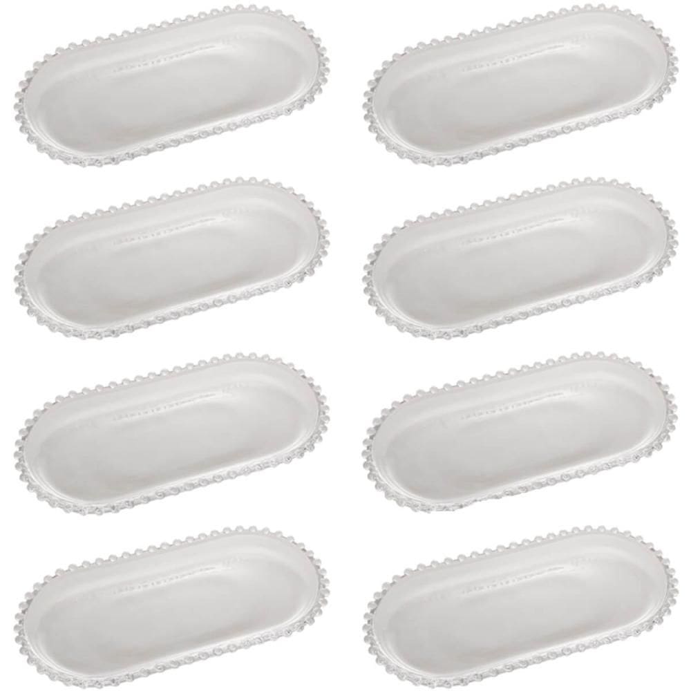 8 Travessas Bandejas de Mesa Cristal Pearl Wolff 30x15x2cm O