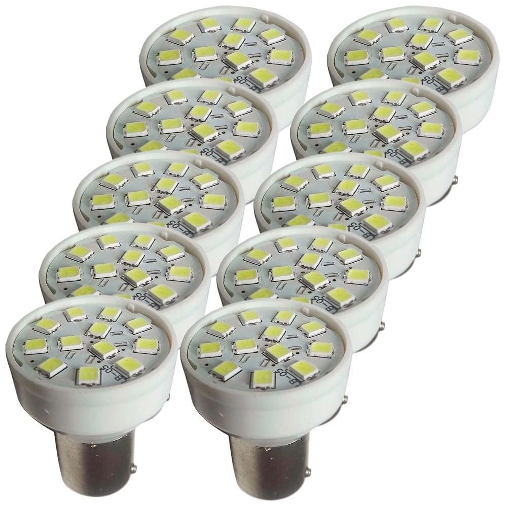 10 Lâmpada Ba15s 21 1141 12v 12 Leds Branco Autopoli