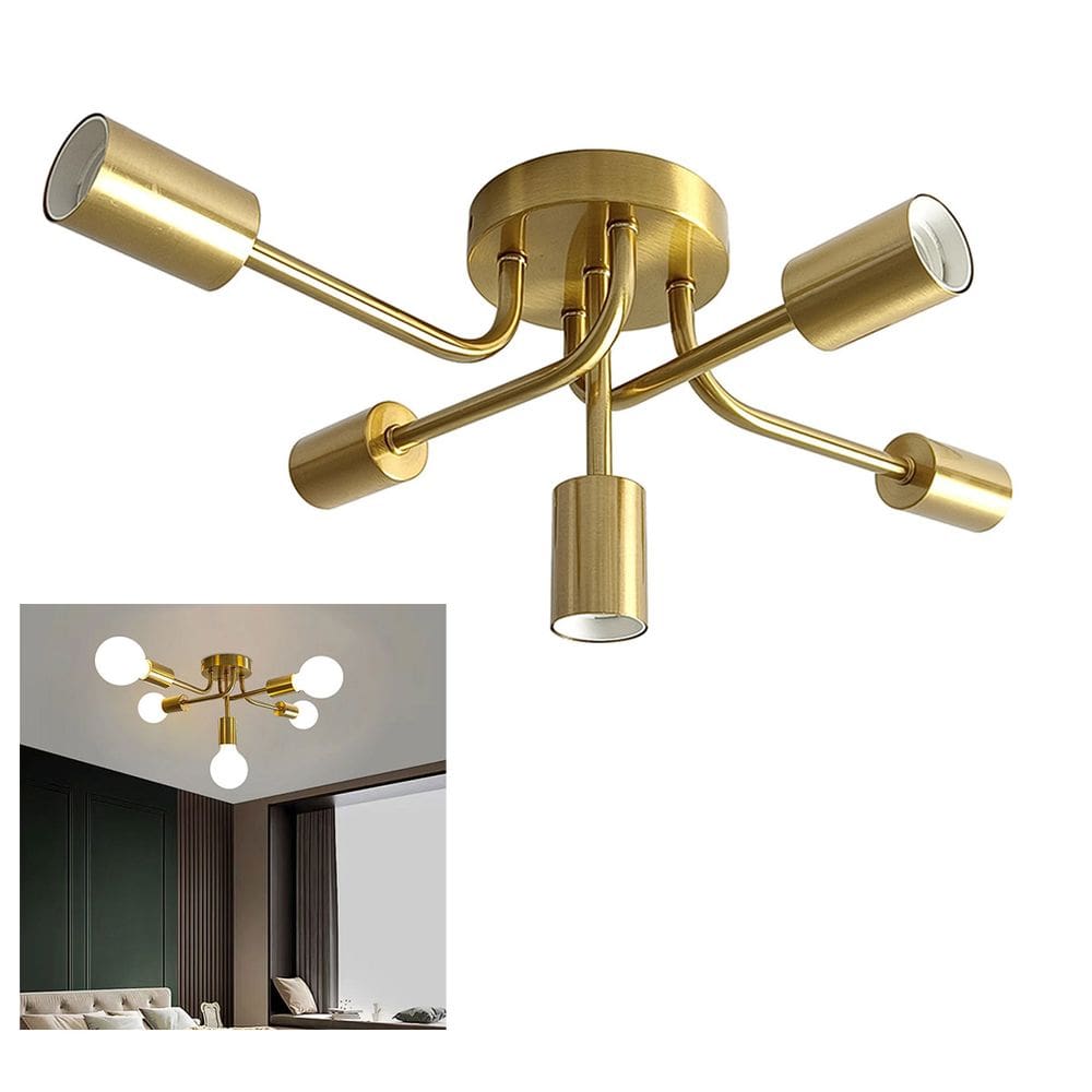 Lustre Sputnik 5 Lampadas E27 Luminaria Aranha Assimetrico Decoraçao Quarto Sala Recepçao Residencial Comercial