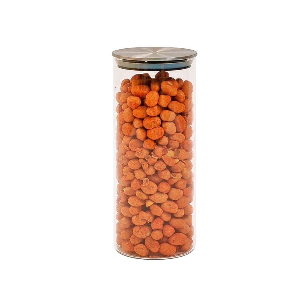 Pote de vidro 950ml com tampa inox hermético redondo - Tud