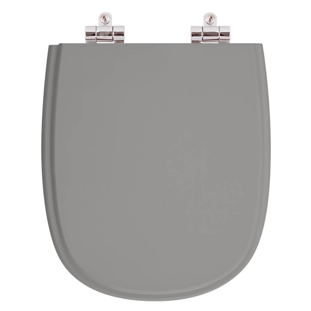 Assento Sanitario Poliester Com Amortecedor Sabatini Cinza Escuro Para Vaso Icasa