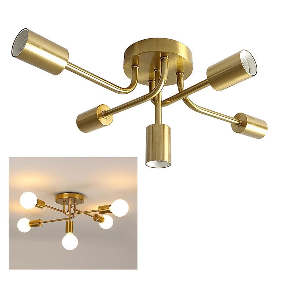 Lustre Sputnik Assimetrico 5 Lampadas E27 Luminaria Candelabro Sala Quarto Recepçao Casa Ambiente Iluminaçao