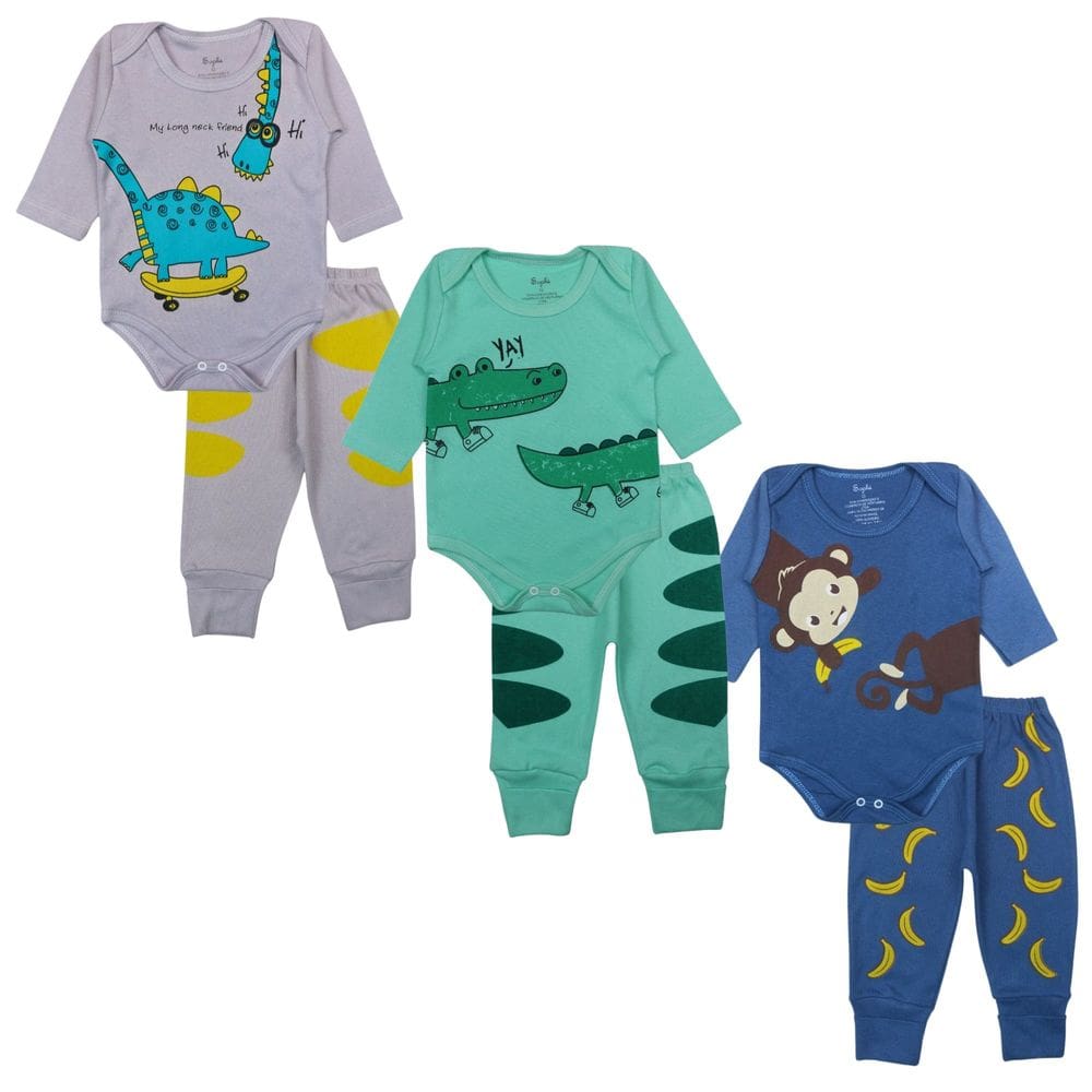 Kit 6 Peças Roupa De Bebe Conjunto Body Calça 100% Algodão