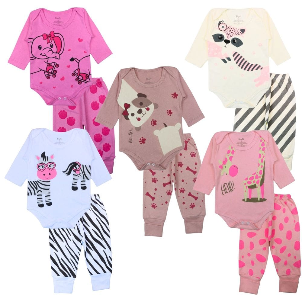 Kit Roupa De Bebe 10 Peças Conjunto Body Calça 100% Algodão