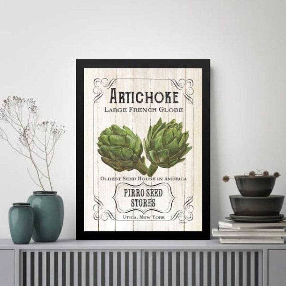 Quadro Vintage Para Cozinha Alcachofra 45X34Cm - Com Vidro