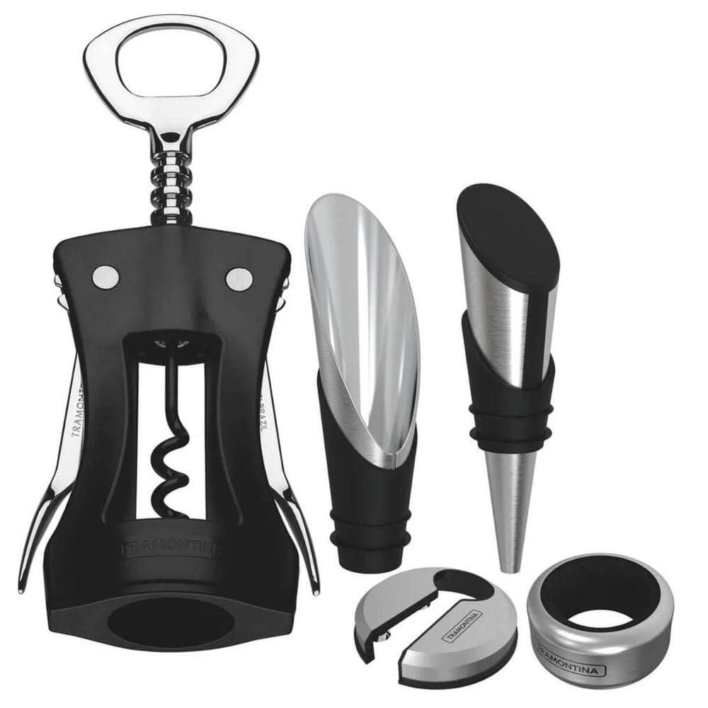 Jogo para Vinhos Tramontina Harmoniza Aço Inox Preto Saca Ro