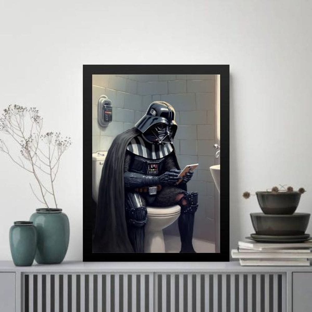 Quadro Banheiro Darth No Vaso Sanitário 24X18Cm