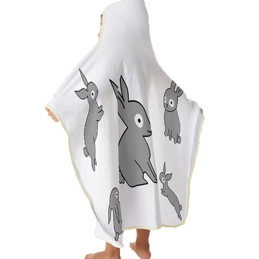 Toalha de Banho Baby Tecebem com Capuz Estampada Curiosidade 70cmx90cm Branco
