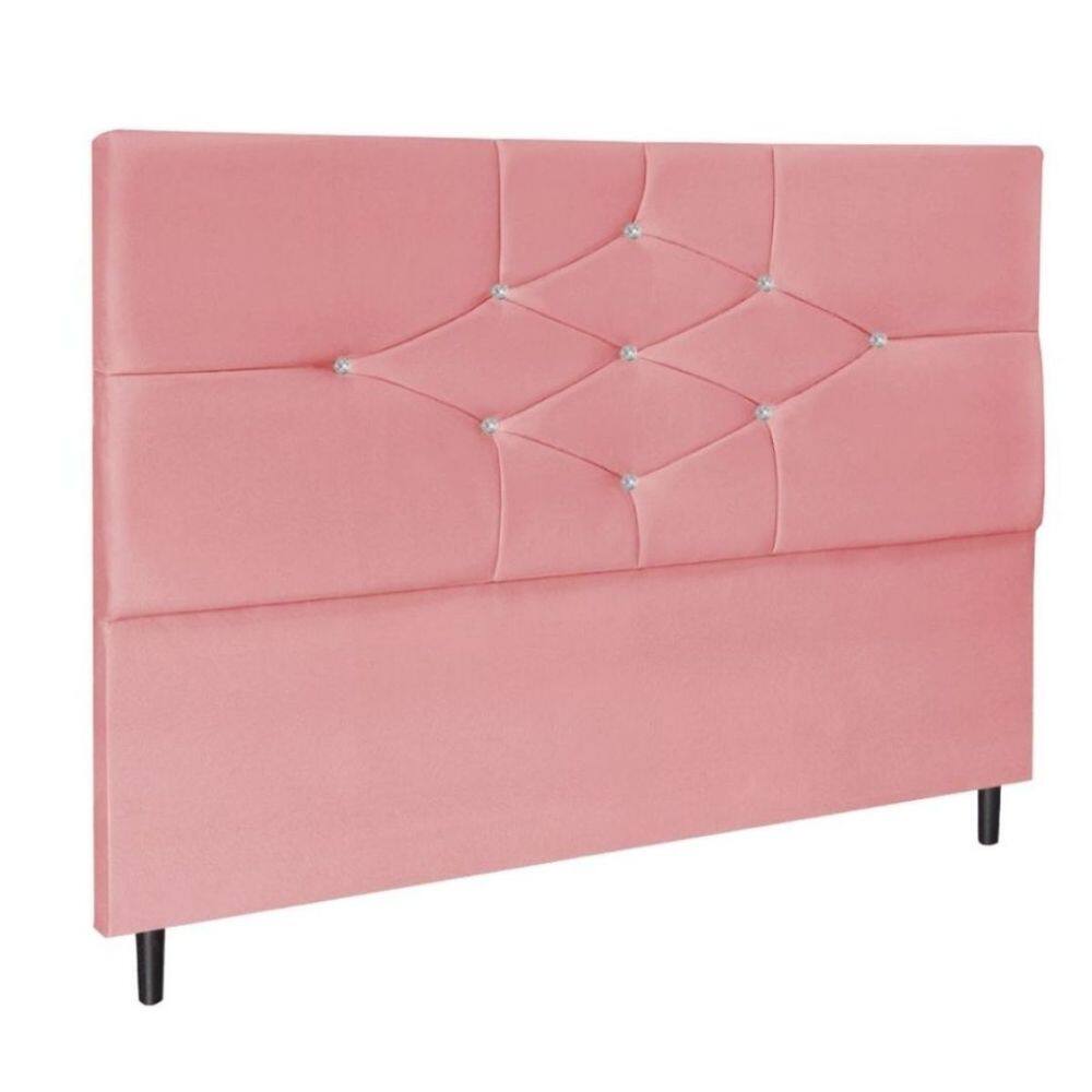 Cabeceira Cama Box Queen 160 cm Camboriú Suede Rosa E Frame