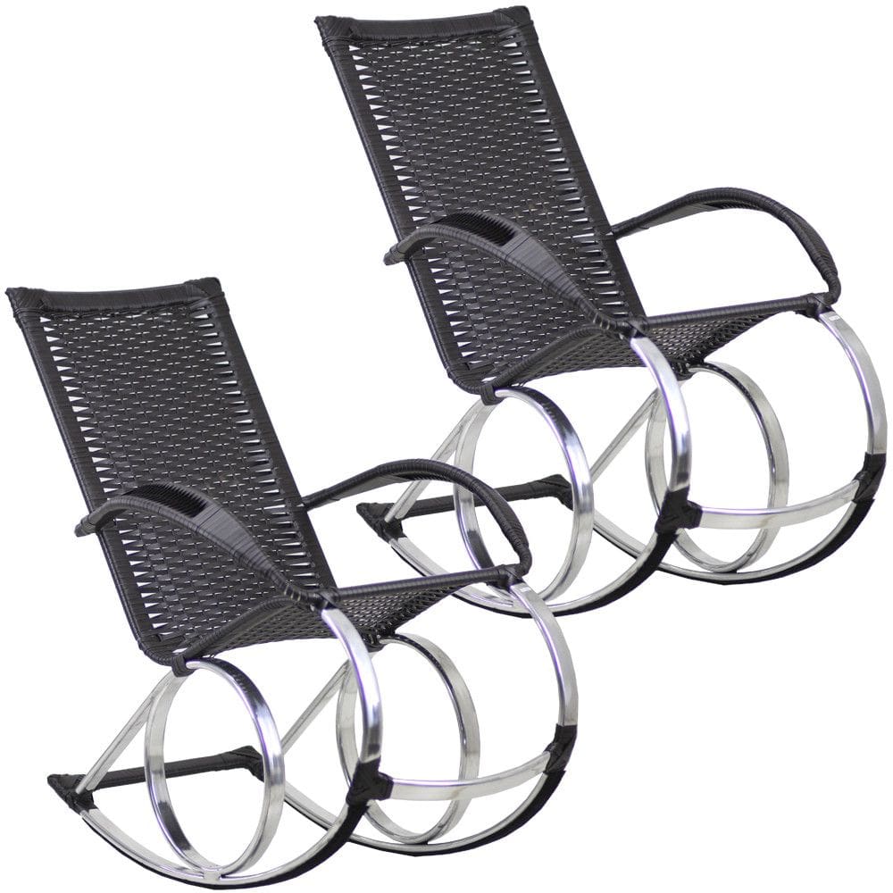Conjunto de Cadeiras De Balanço Varanda Área Edícula Jardim Churrasco Trama