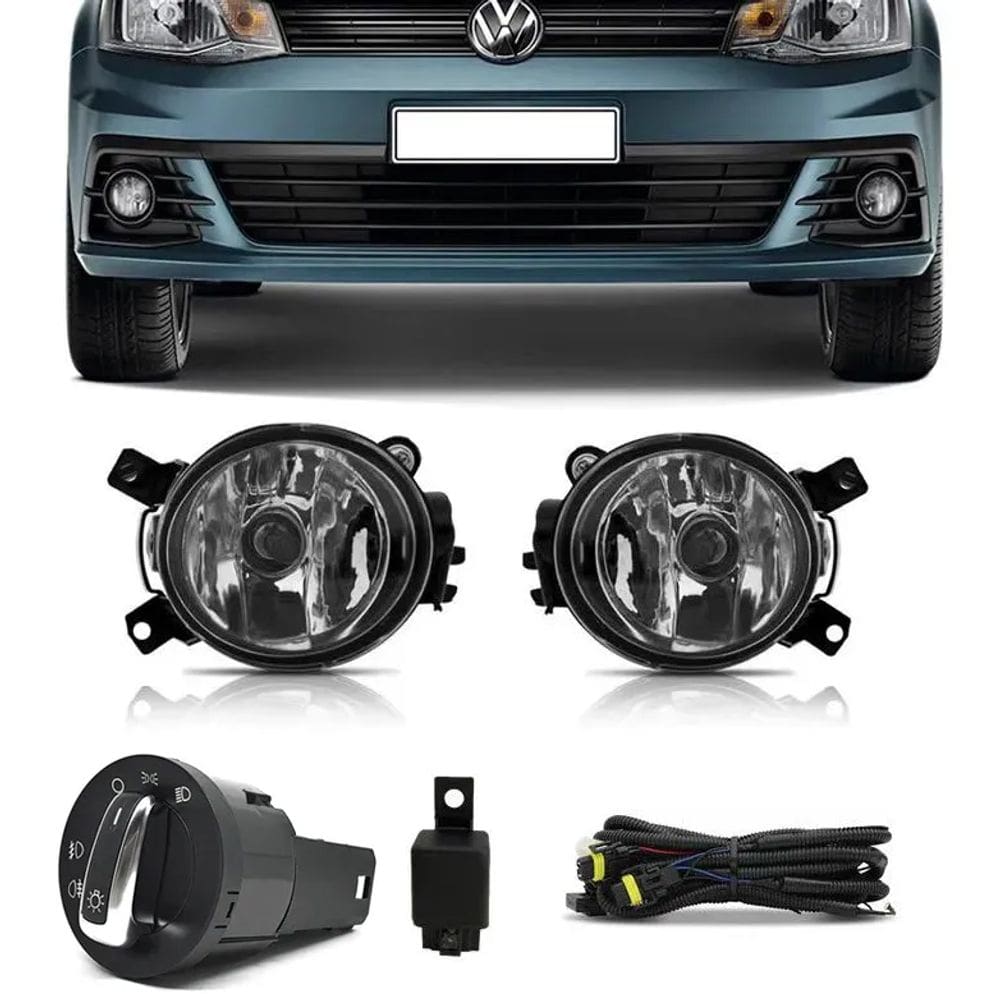 Kit Farol de Milha Neblina Vw Gol Voyage G7 2017 2018 Botão Redondo