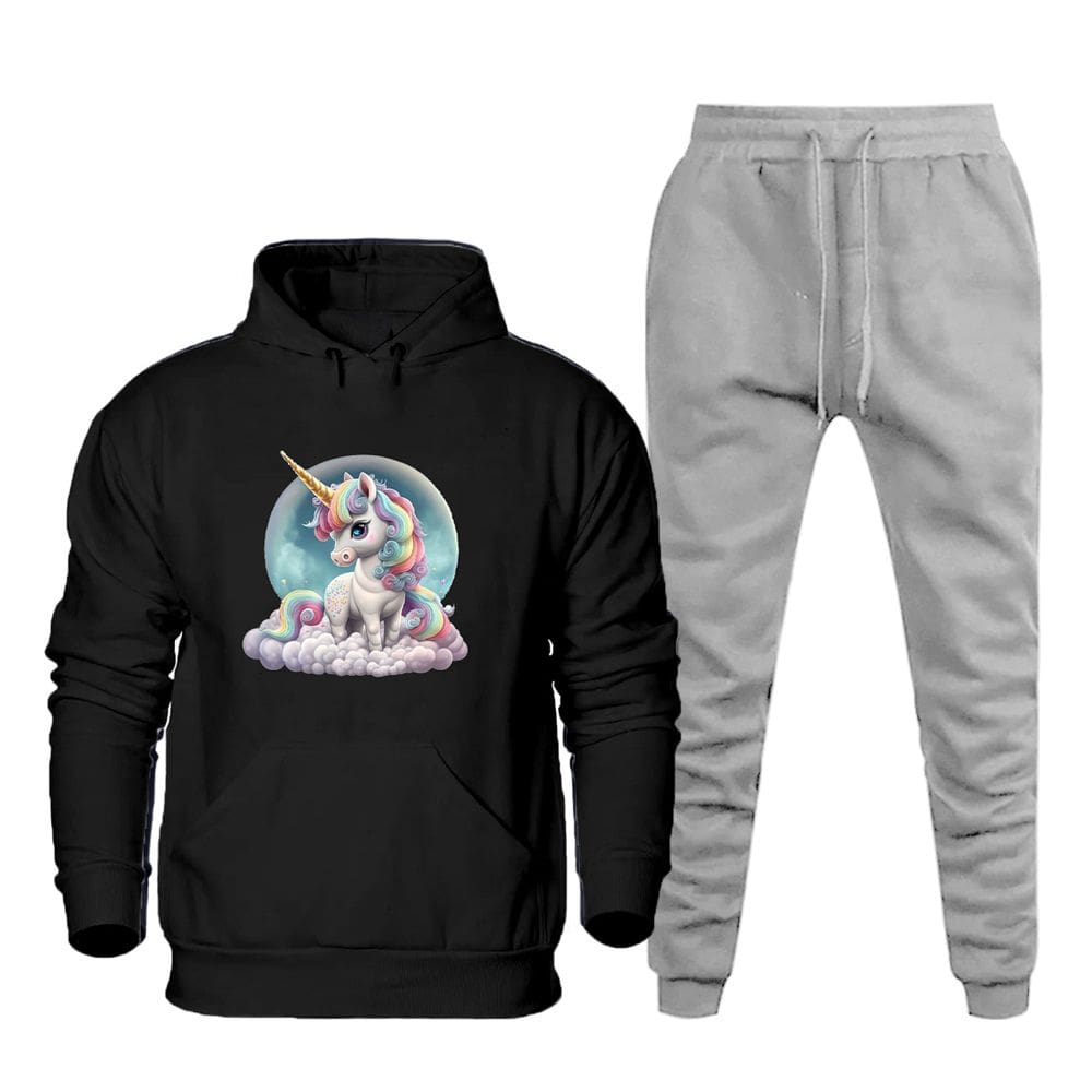 Conjunto Moletom de Frio Feminino Estampa Unicornio Otimo Caimento Com Calça Basica Moderna Macia