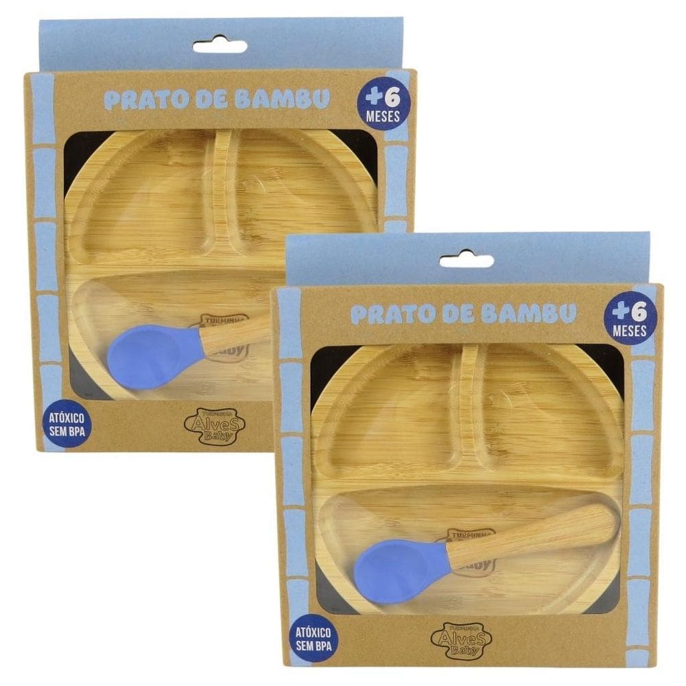 Prato Infantil De Bambu Ventosa 2Un - Turminha Alves Baby