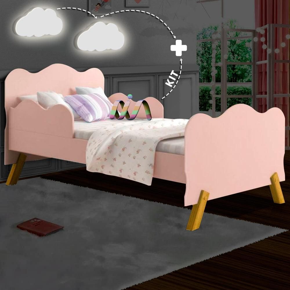 Cama Infantil Angel Rose VJ 2 Luminárias Nuvem Branco