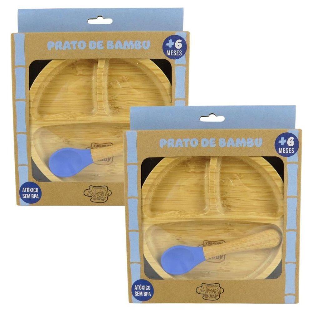 Prato Infantil De Bambu Ventosa 2Un - Turminha Alves Baby