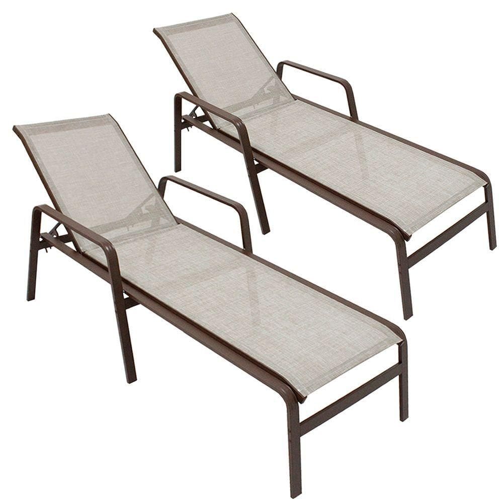 Kit 2 Espreguiçadeiras Lótus Premium Bege