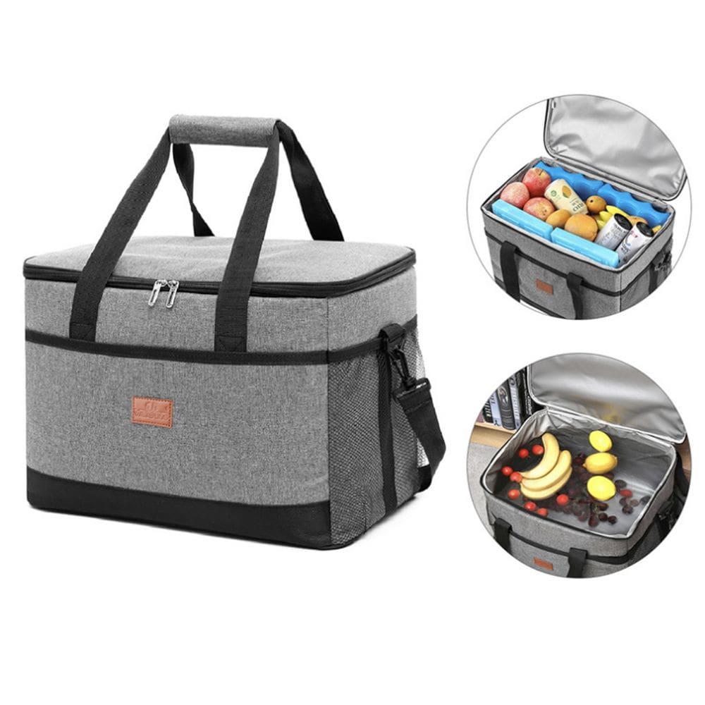 Bolsa Térmica Impermeável Quadrada c/ Alça Cooler Freezer Espaçosa 30L Multiuso Praia Viagem Cinza WCT FITNESS
