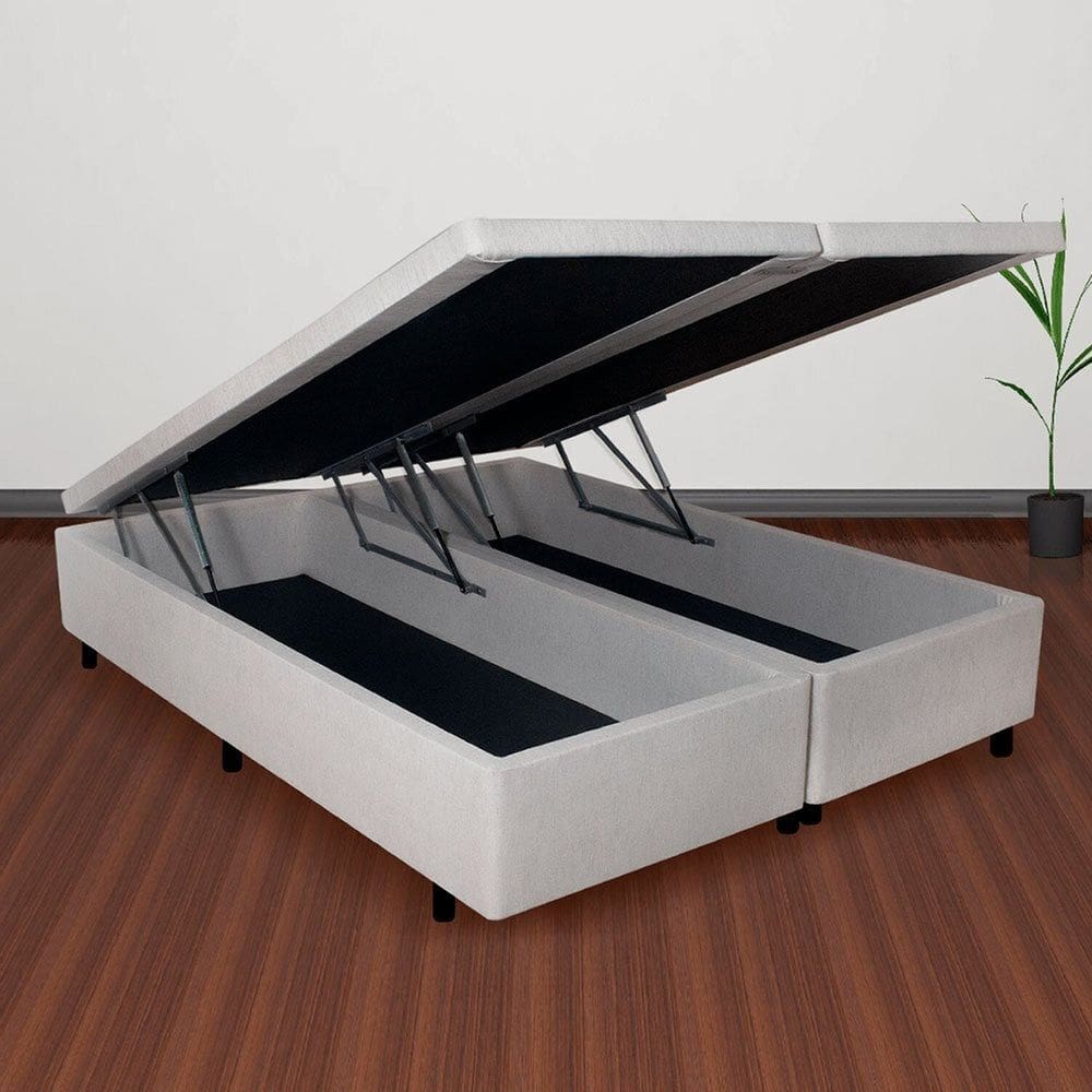 Cama Box Baú King 193x203cm em Courino Areia
