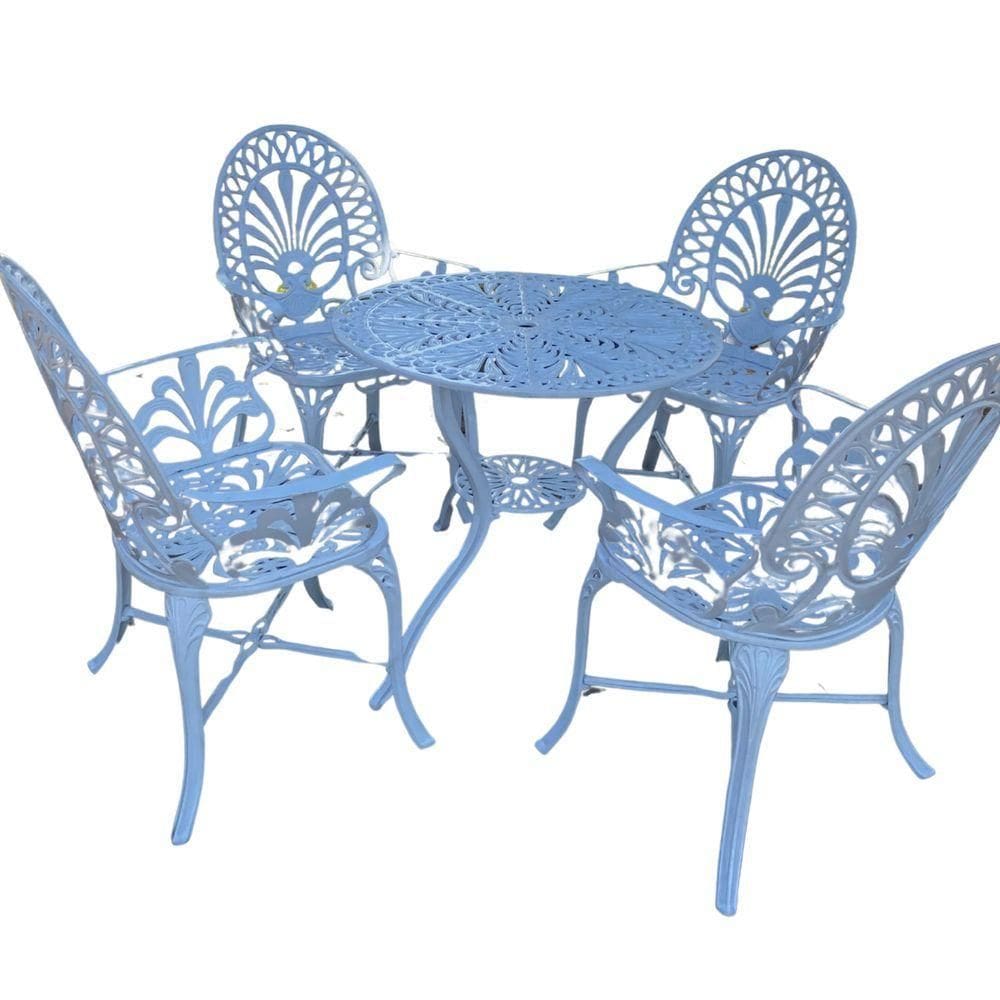 Conjunto De Jardim Modelo Palmeirão Mesa E 4 Cadeiras Branco